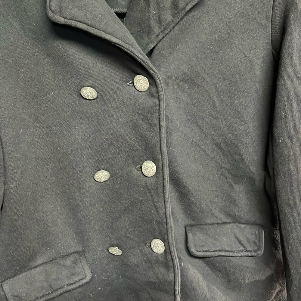 Vintage Gap Double Breasted Black Jacket Military Style XL - Picture 5 of 11